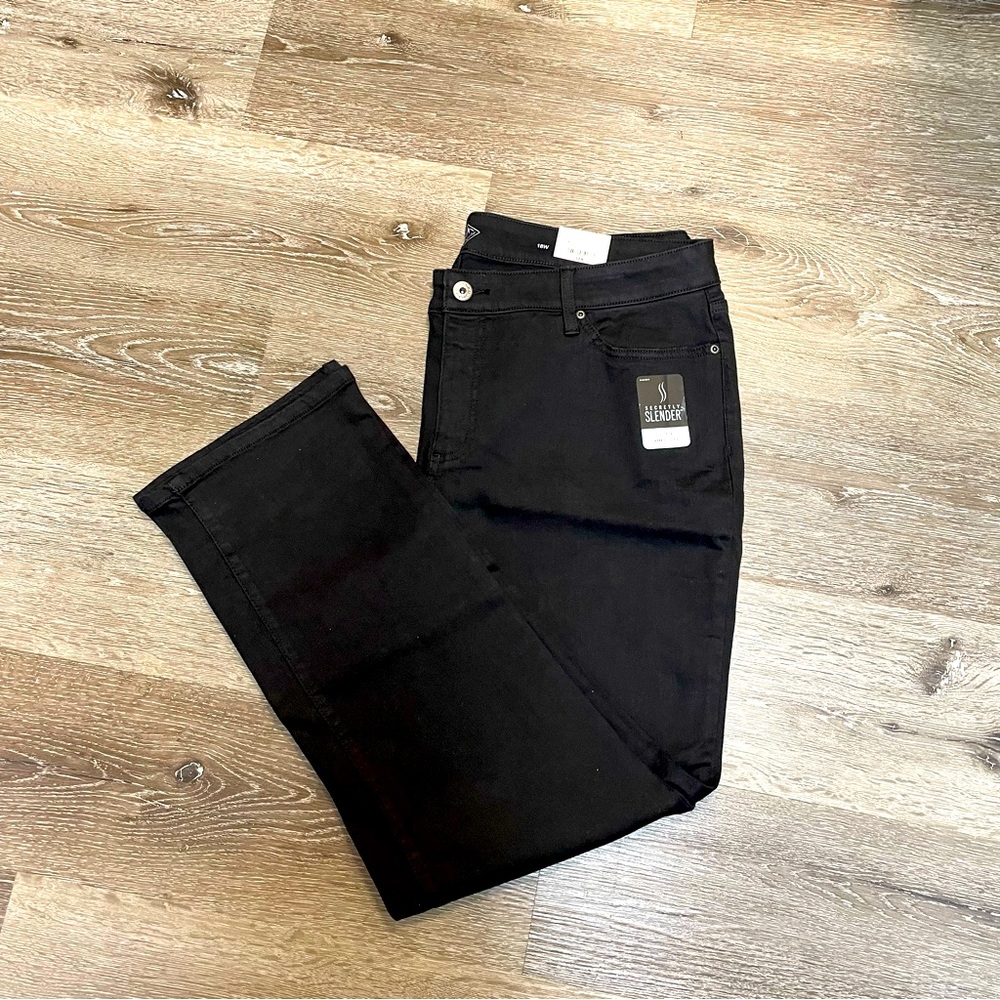 St. John Straight Leg Mid-Rise Denim Black Size 18